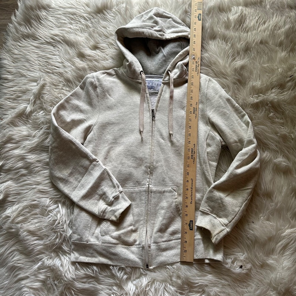 Champion Women's Heritage Zip Hoodie cream ivory has some small stains see photo
